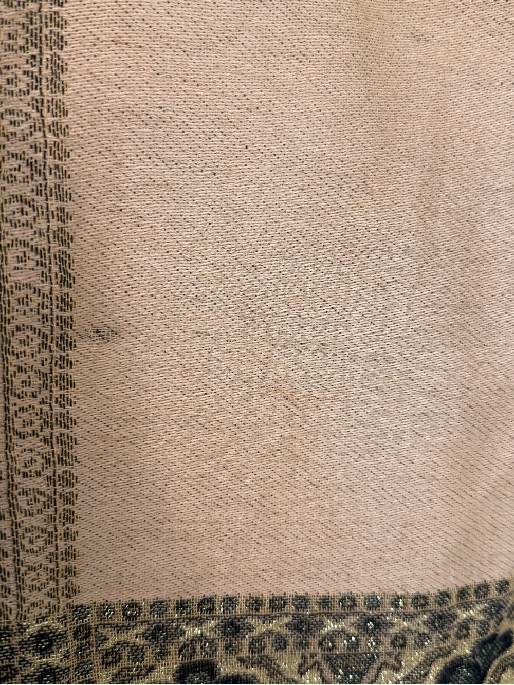 Camel Brown and Gold Paisley Fringe Shawl Scarf - Picture 4 of 6